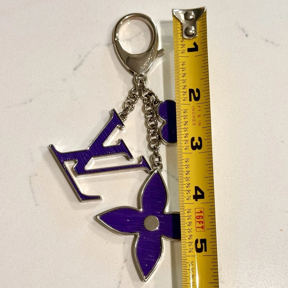 Authentic Louis Vuitton Fleur d'Epi Purple Bag‎ Charm Key Chain W/ Box Dust Bag